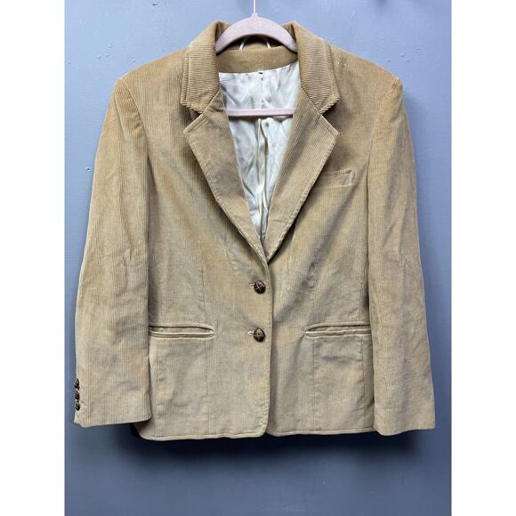 Classic Fashions Jacket Womens 10 SHORT Tan Wide Wale Corduroy Button Neutral - Picture 1 of 6
